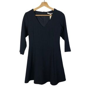 Collective Concepts Navy Blue V-Neck A-Line Long Sleeve Mini Dress XS